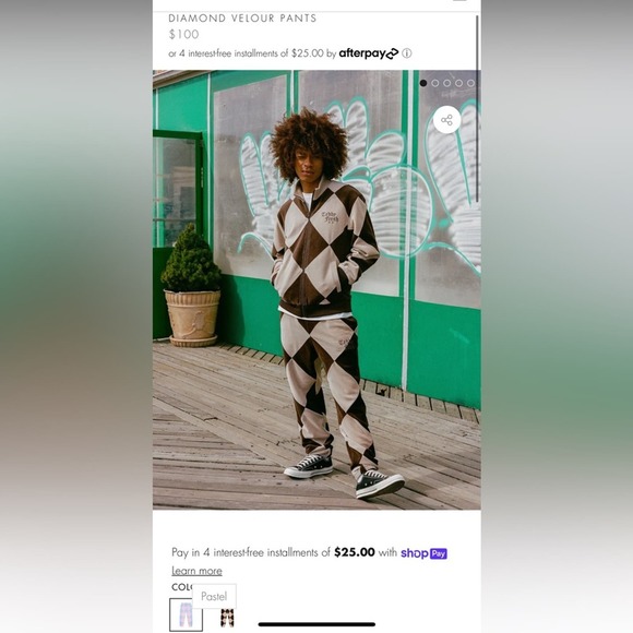 HP🍧[ Teddy Fresh ] Pastel Diamond Velour Pants - Picture 2 of 14